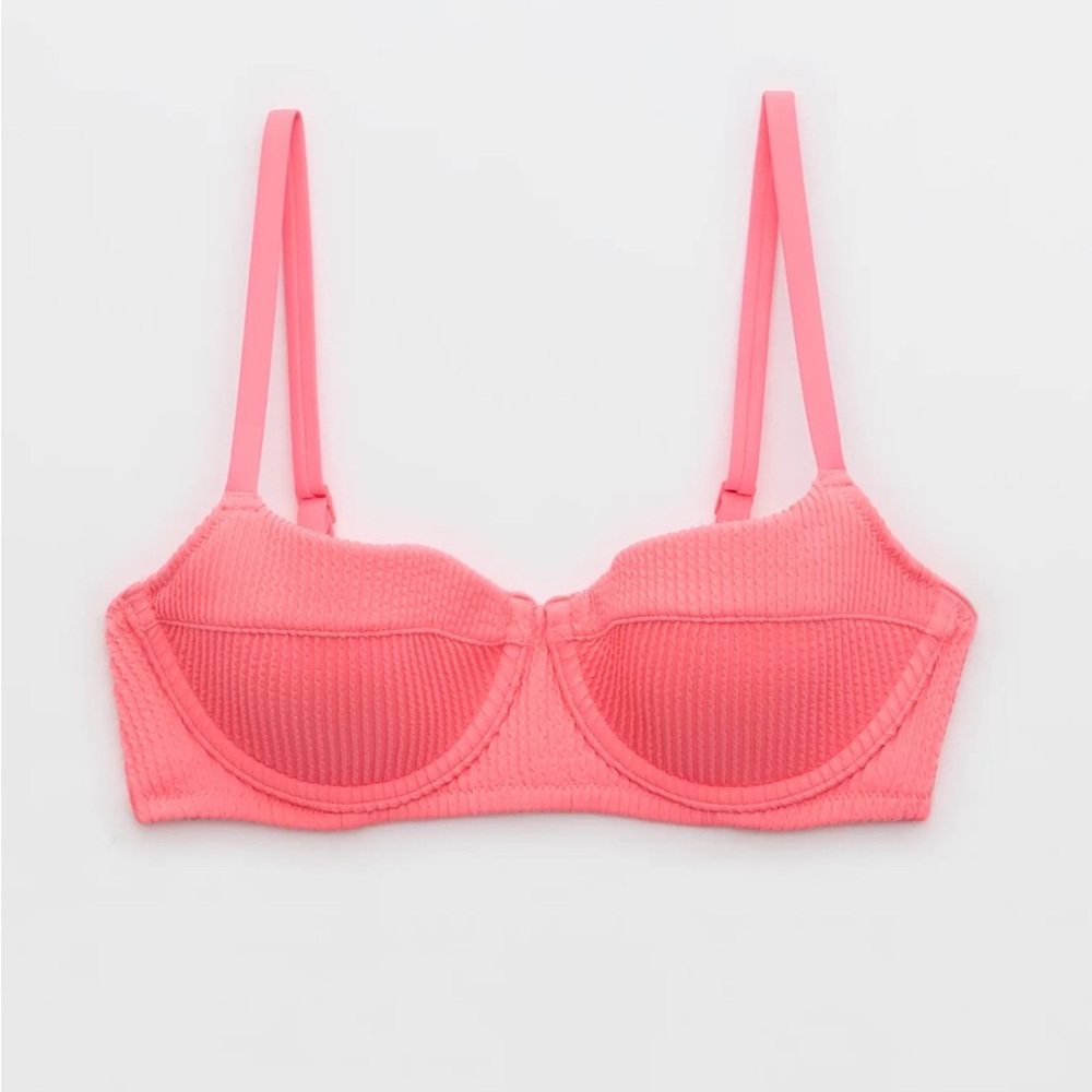 aerie Pink Ribbed Underwire Bikini Top - Picture 3 of 7